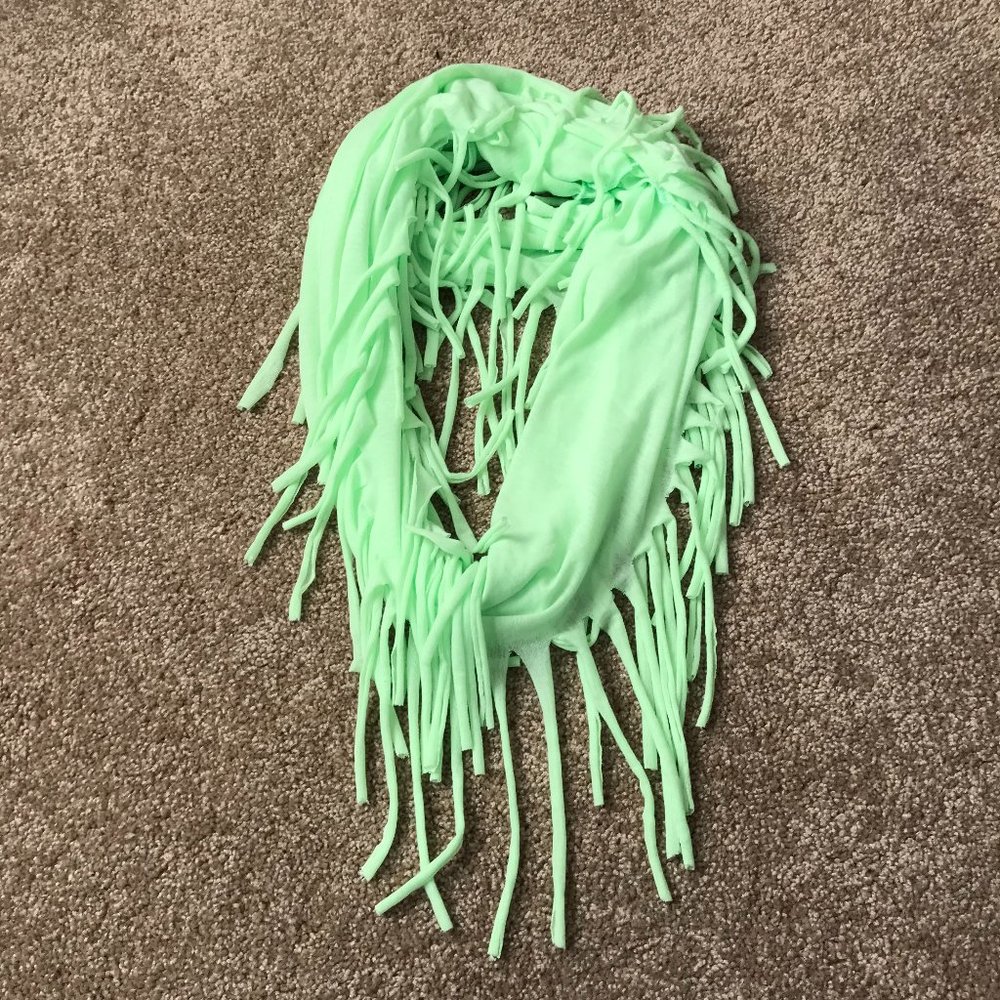 Mint Green Fringe Scarf